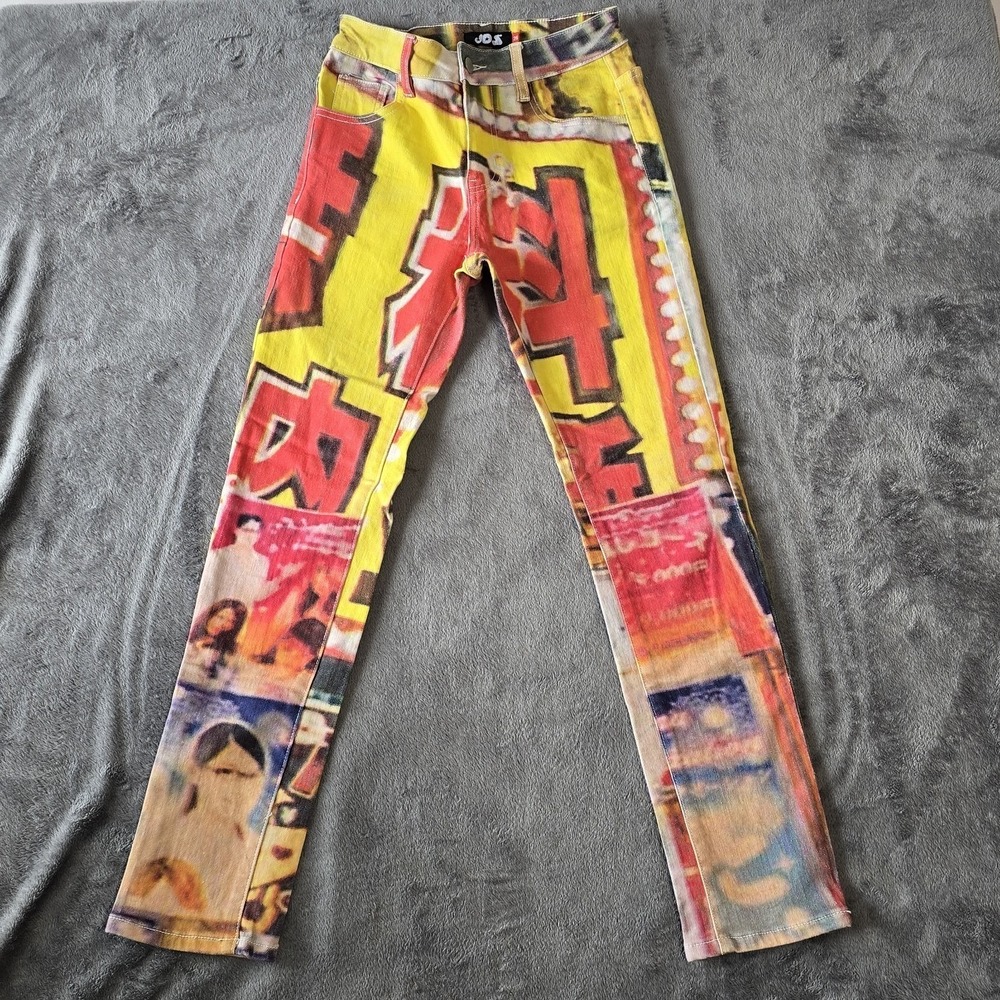 JDS Studios‎ Japanese Graphic Printed Jeans Size 26 Colorful Urban Streetwear